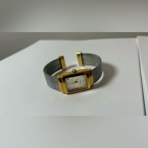 Two Tone Cuff Bracelet Quartz Analog Women's Watch Sz. 6 1/2" Needs Battery